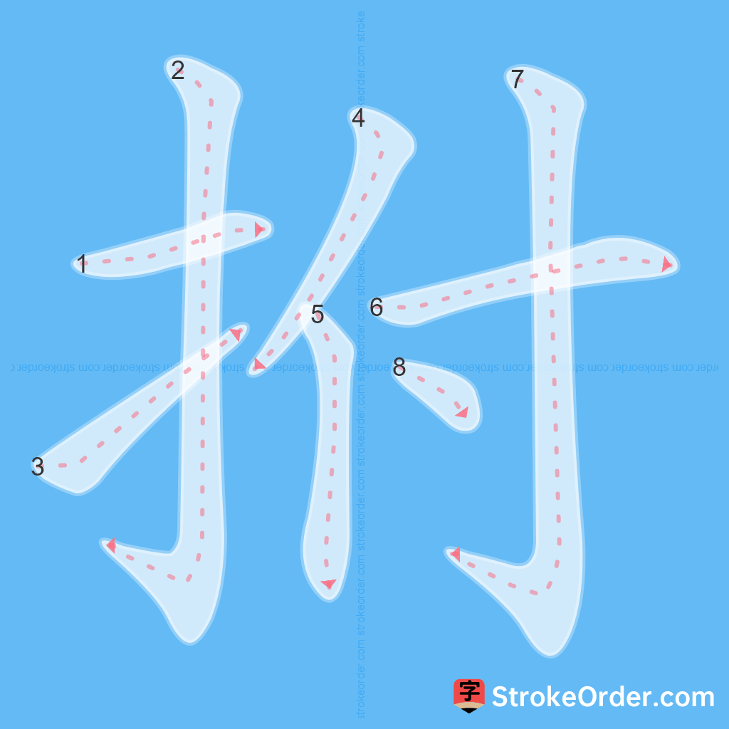 Standard stroke order for the Chinese character 拊