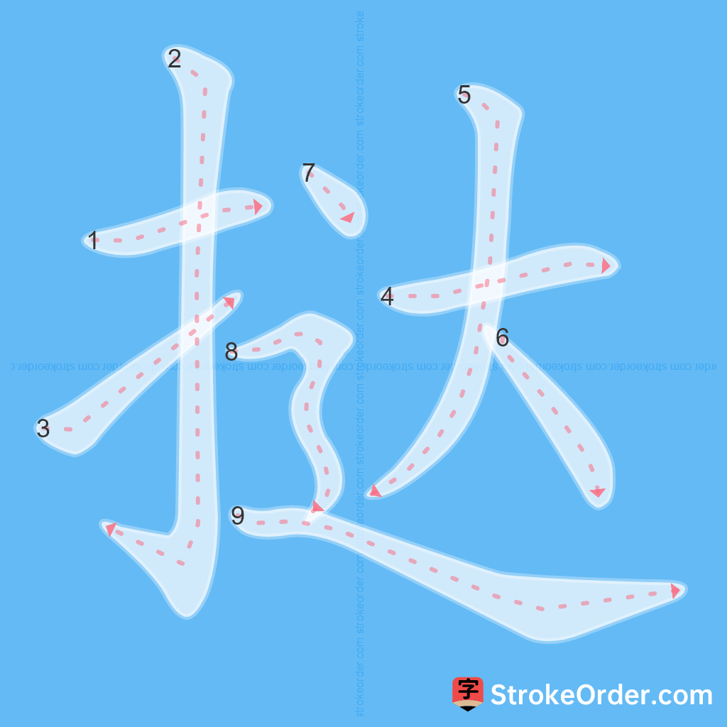 Standard stroke order for the Chinese character 挞