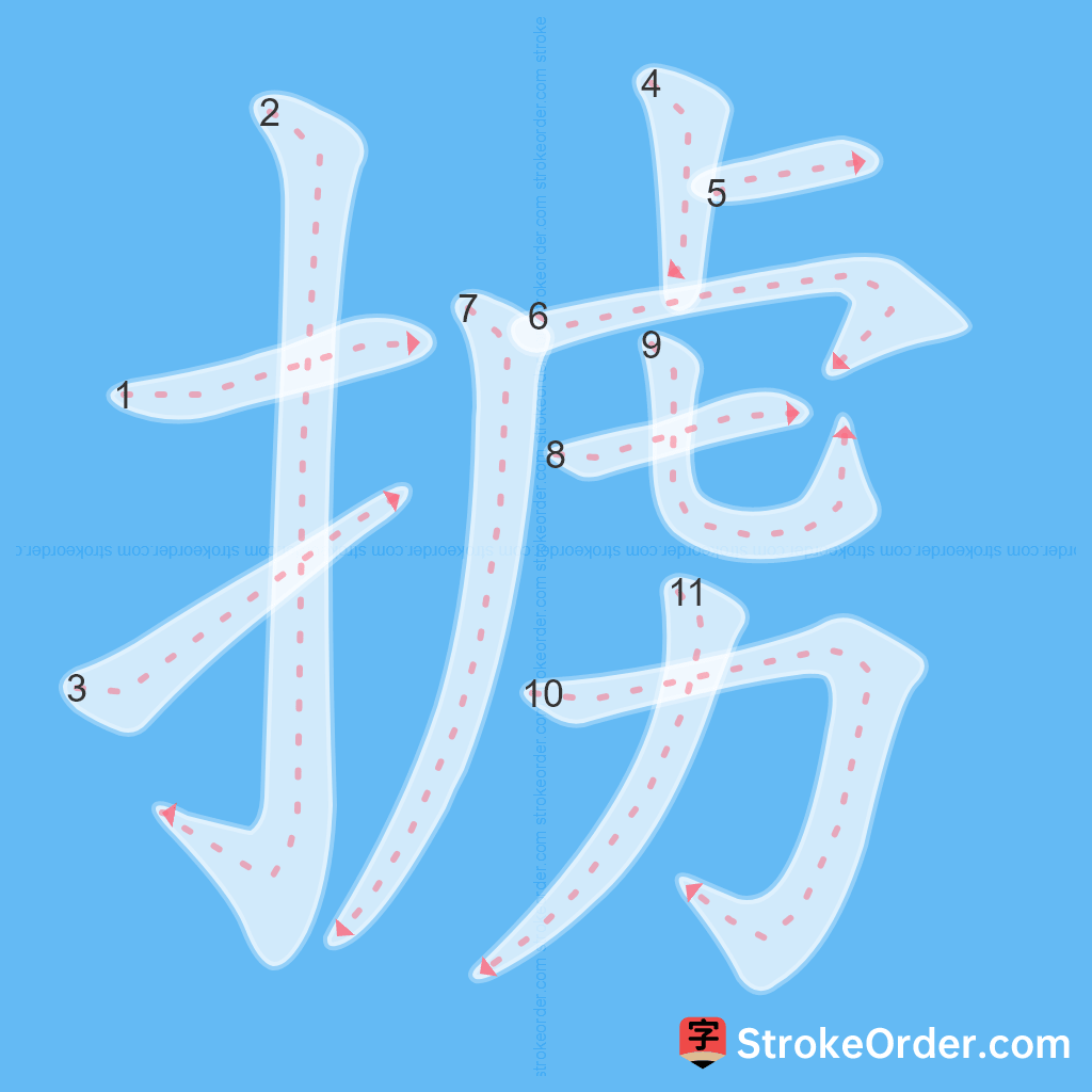 Standard stroke order for the Chinese character 掳