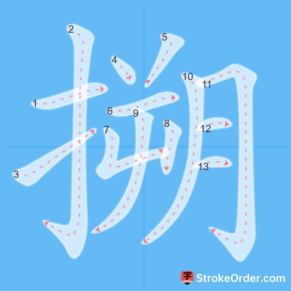 Standard stroke order for the Chinese character 搠