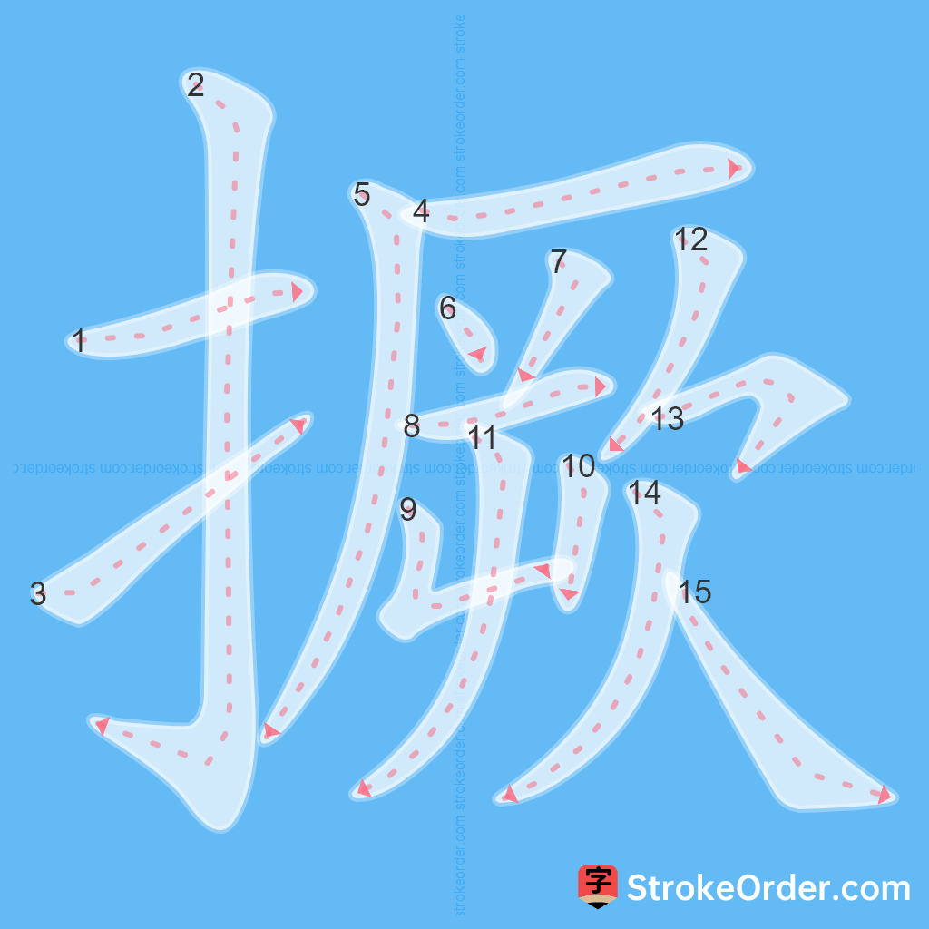 Standard stroke order for the Chinese character 撅
