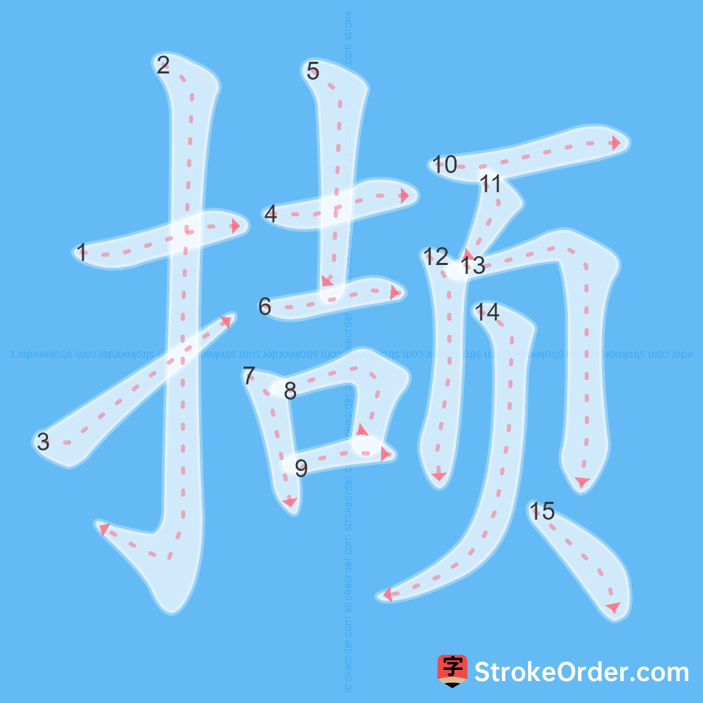 Standard stroke order for the Chinese character 撷