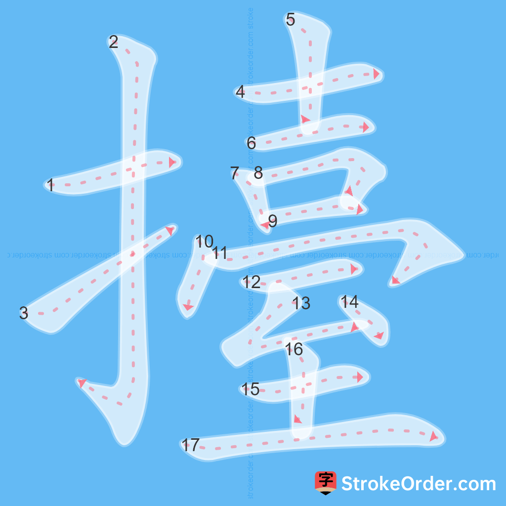 Standard stroke order for the Chinese character 擡
