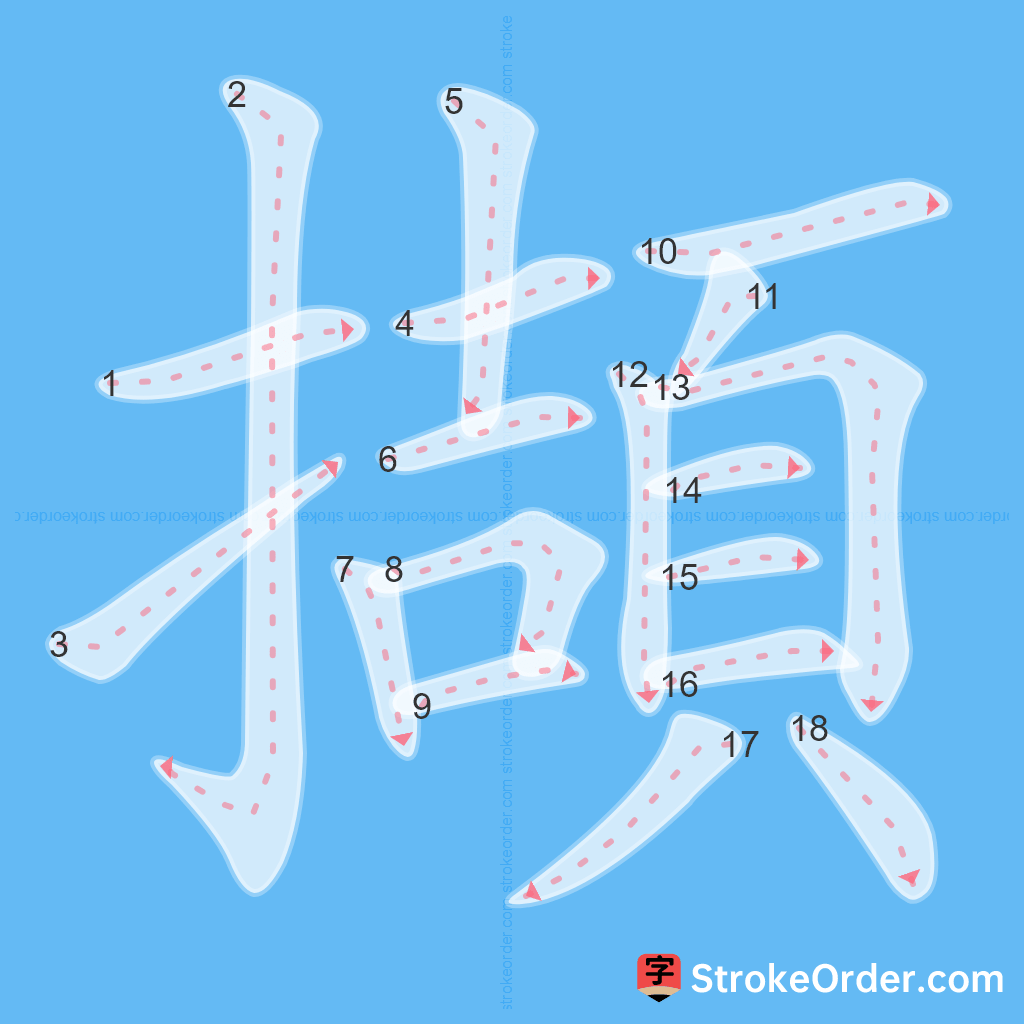 Standard stroke order for the Chinese character 擷