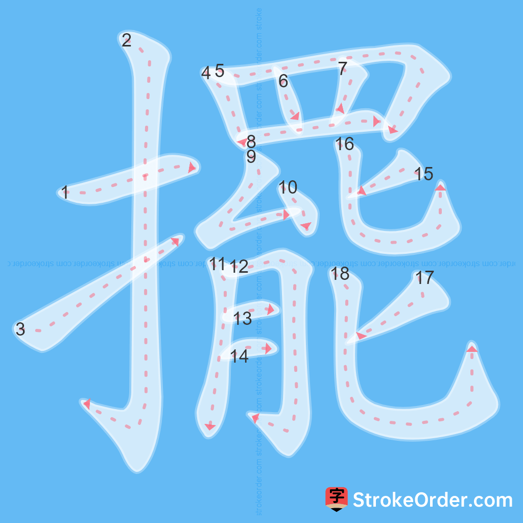 Standard stroke order for the Chinese character 擺