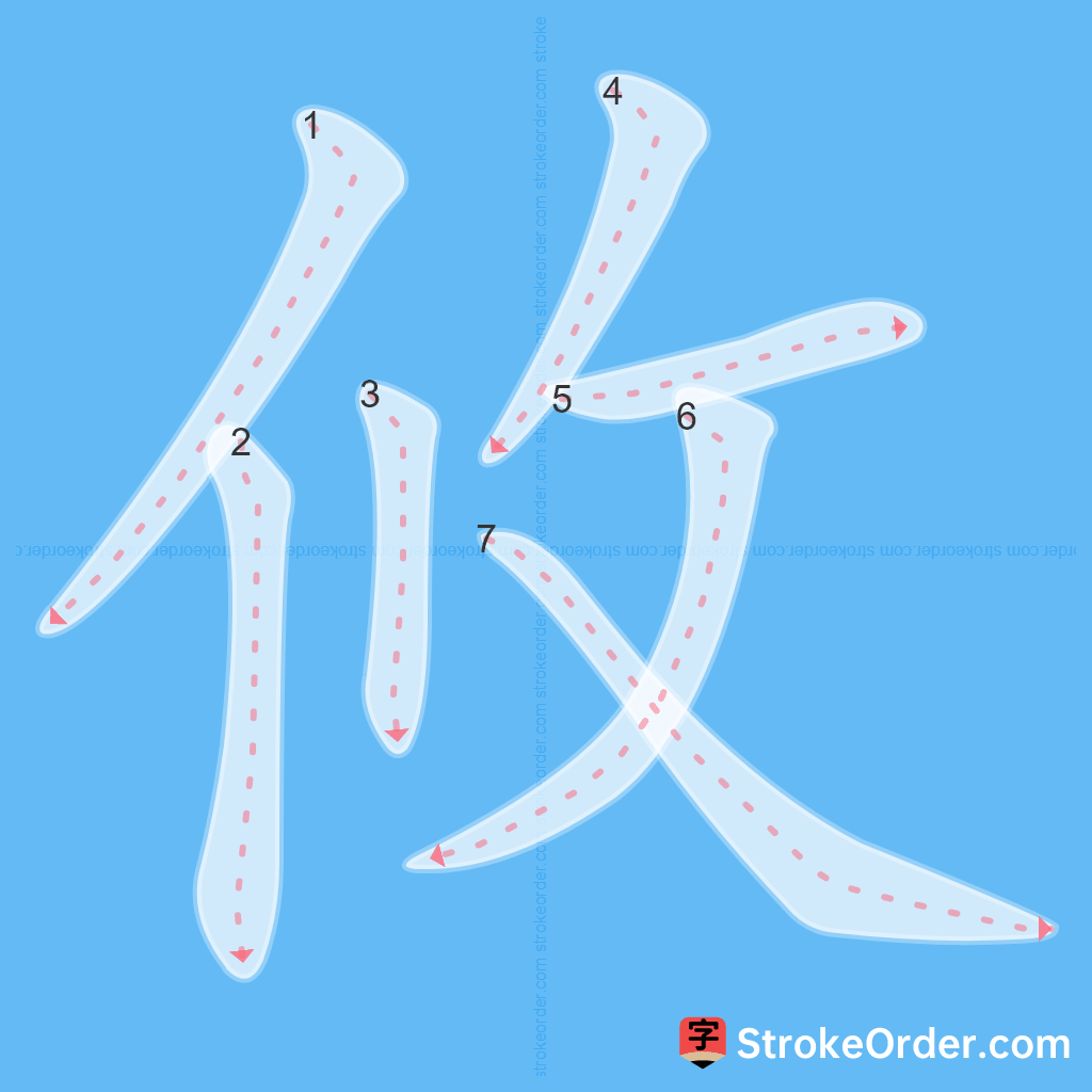 Standard stroke order for the Chinese character 攸