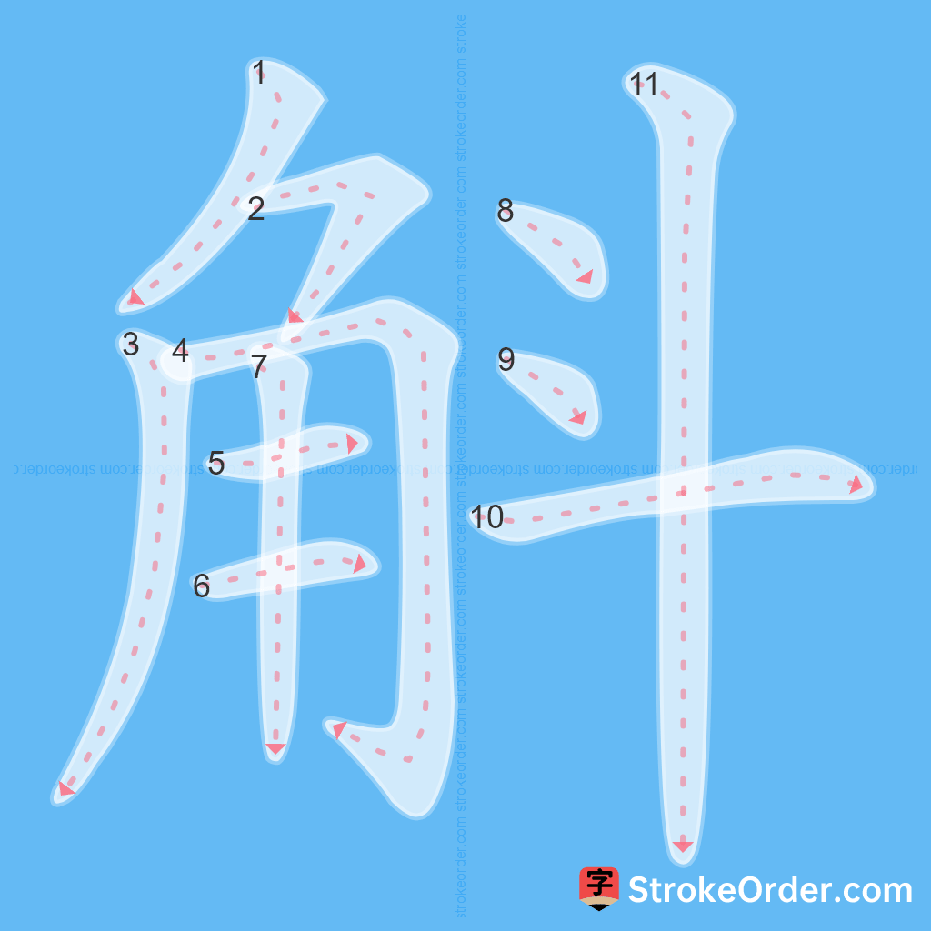 Standard stroke order for the Chinese character 斛