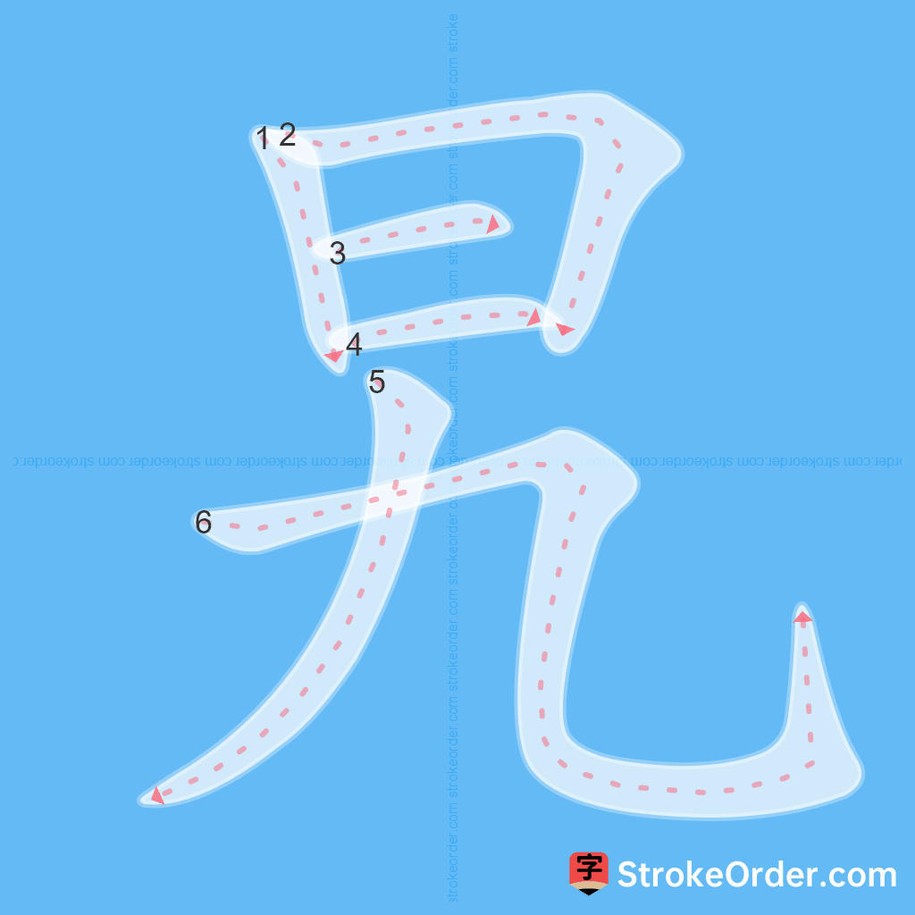 Standard stroke order for the Chinese character 旯