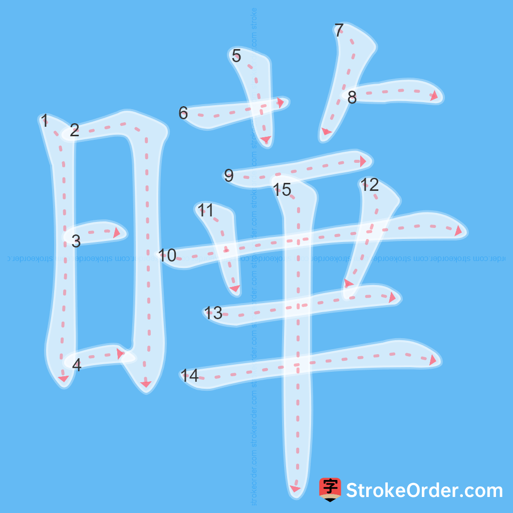 Standard stroke order for the Chinese character 曄