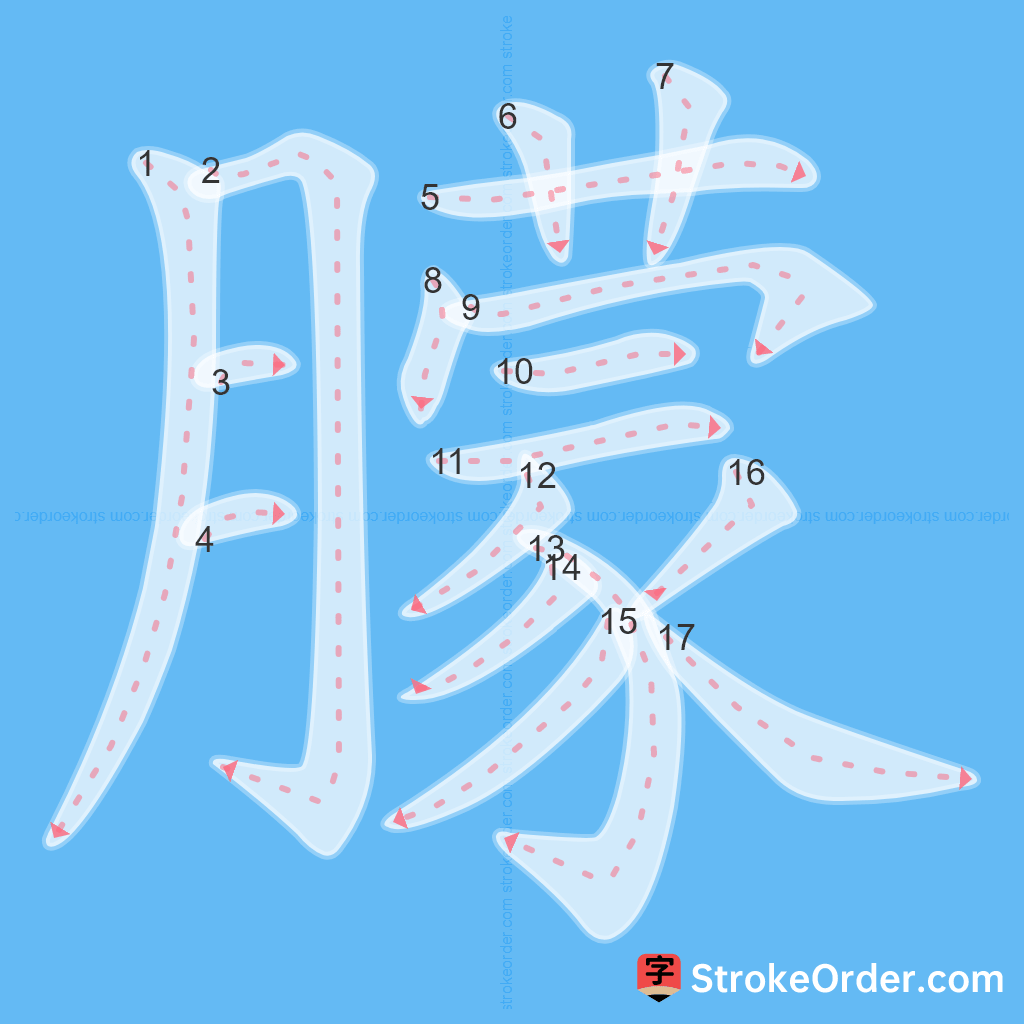 Standard stroke order for the Chinese character 朦