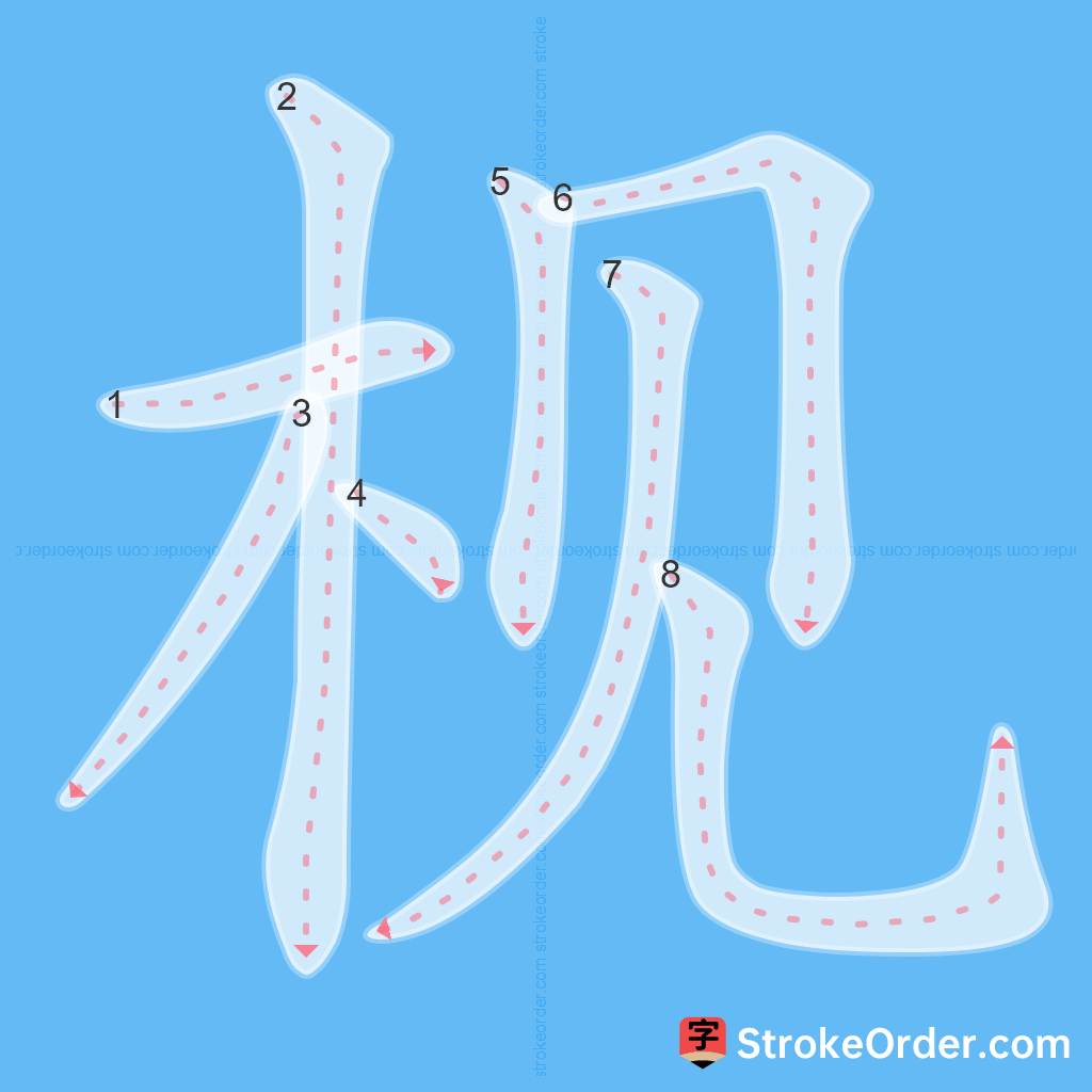 Standard stroke order for the Chinese character 枧