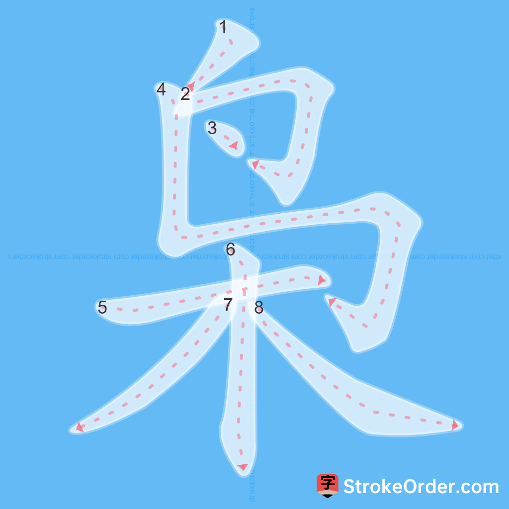 Standard stroke order for the Chinese character 枭