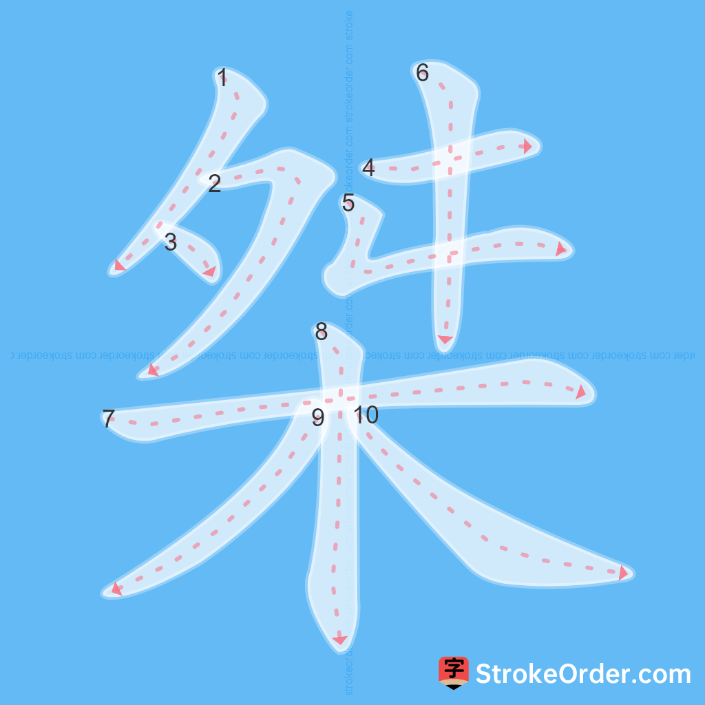 Standard stroke order for the Chinese character 桀