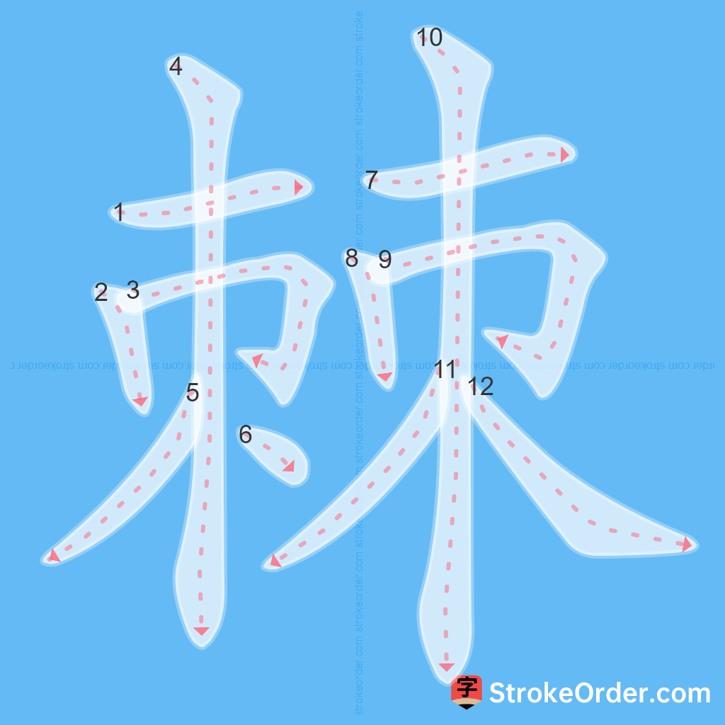 Standard stroke order for the Chinese character 棘