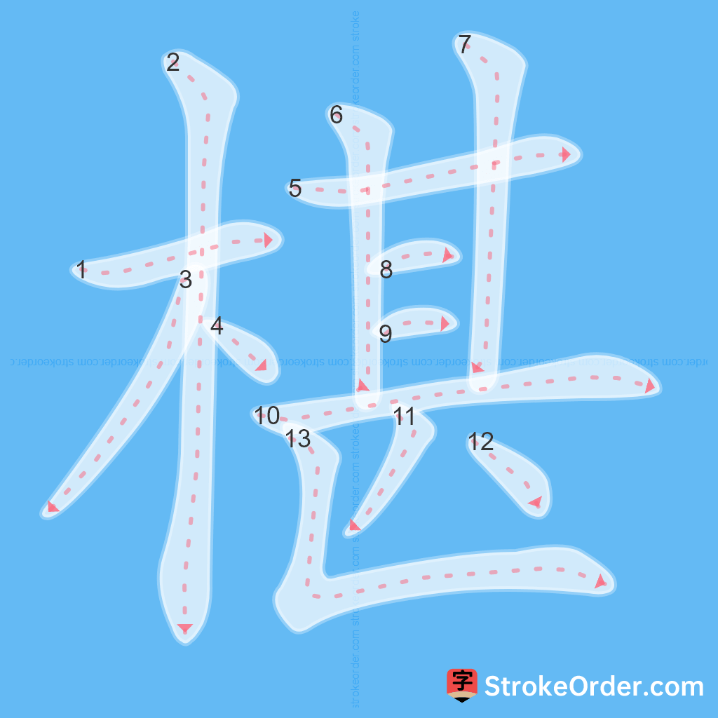 Standard stroke order for the Chinese character 椹