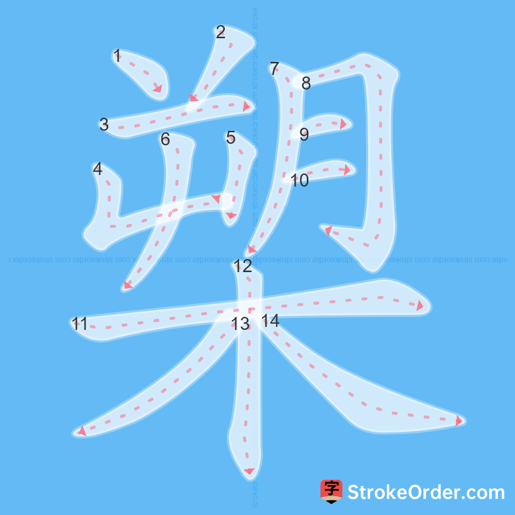 Standard stroke order for the Chinese character 槊