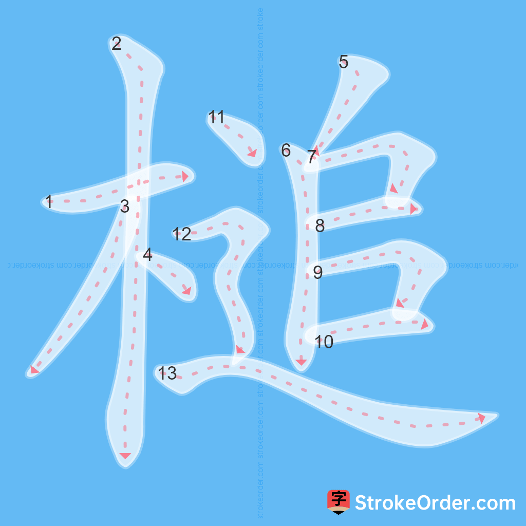 Standard stroke order for the Chinese character 槌