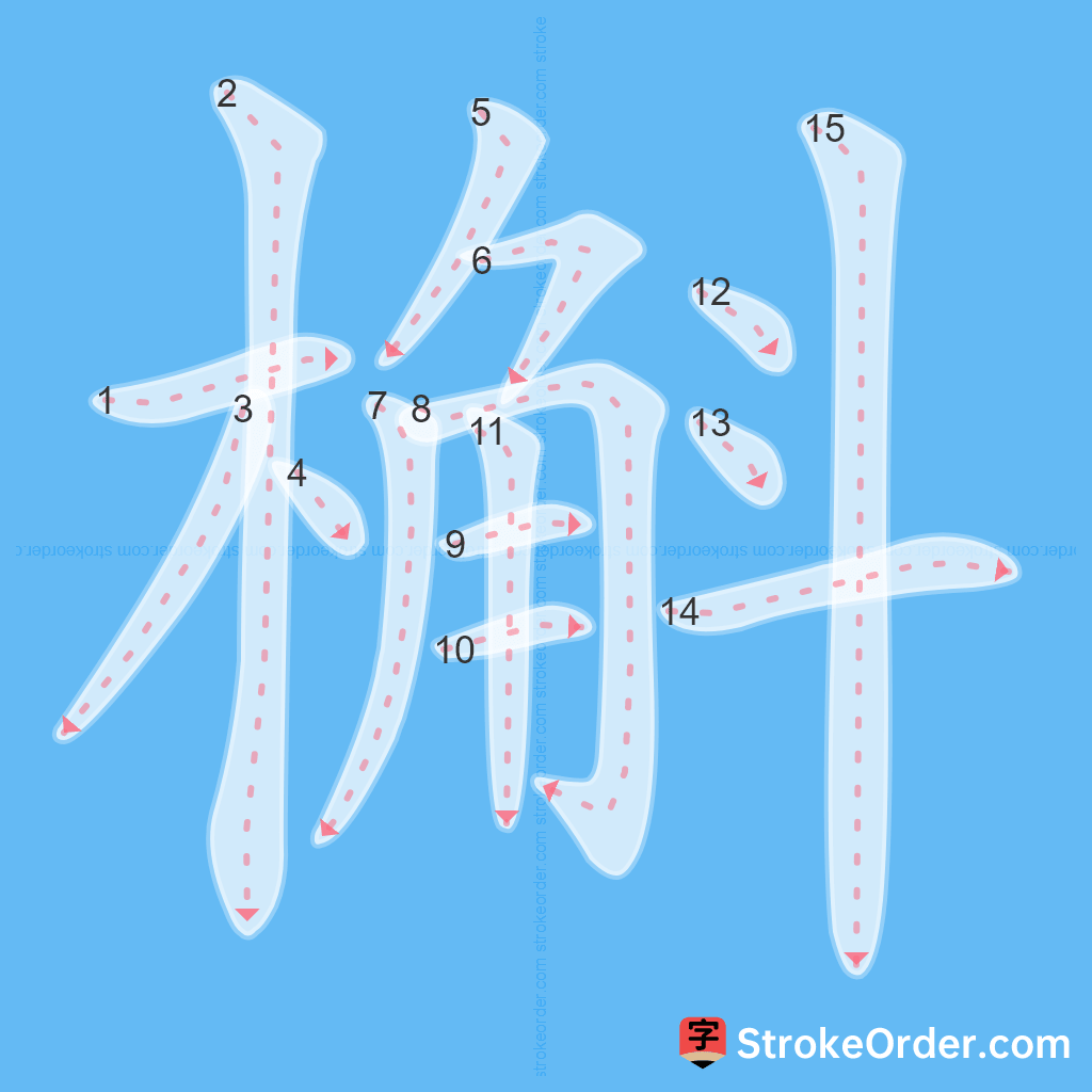 Standard stroke order for the Chinese character 槲