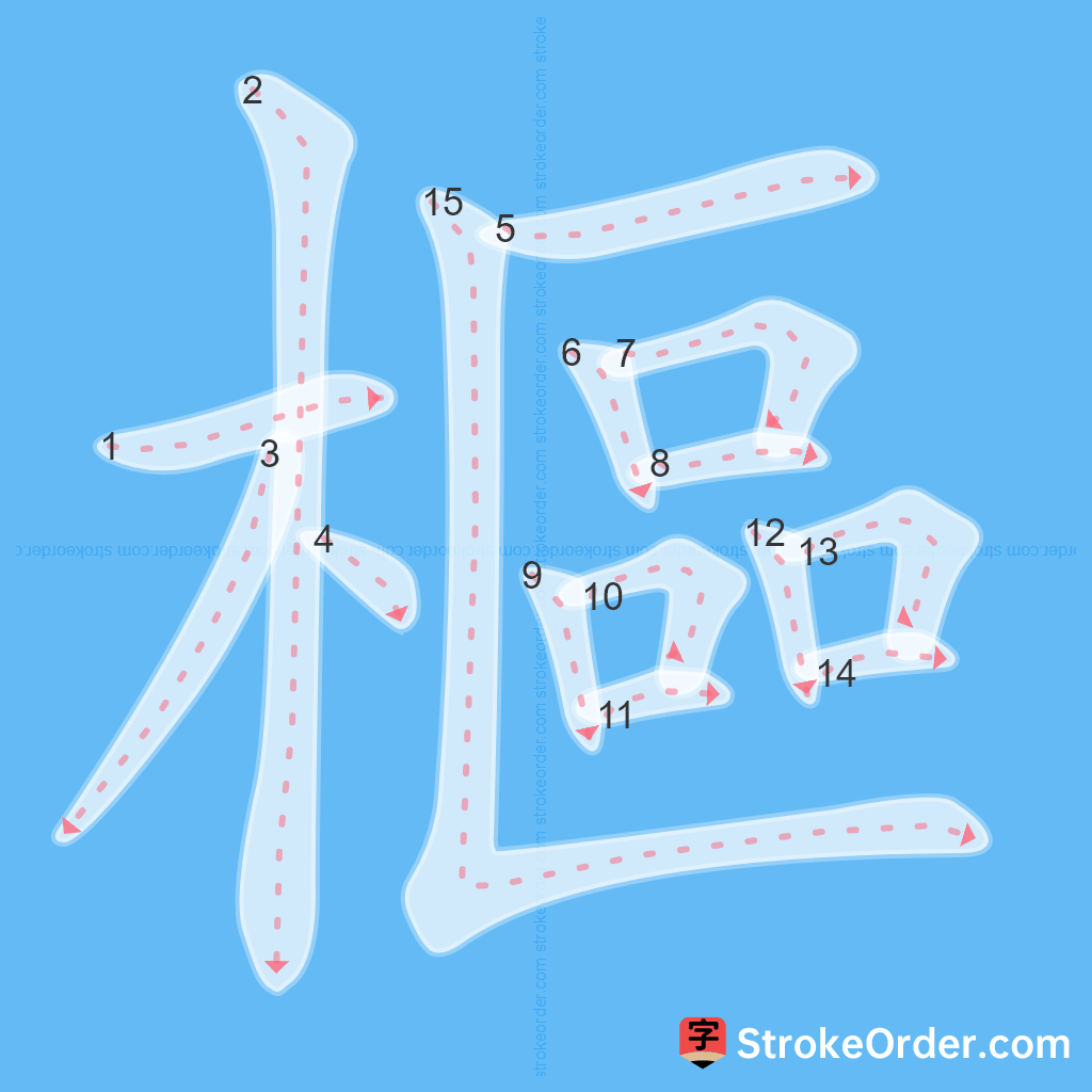 Standard stroke order for the Chinese character 樞