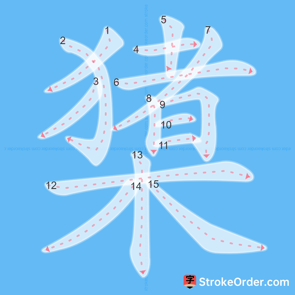 Standard stroke order for the Chinese character 橥
