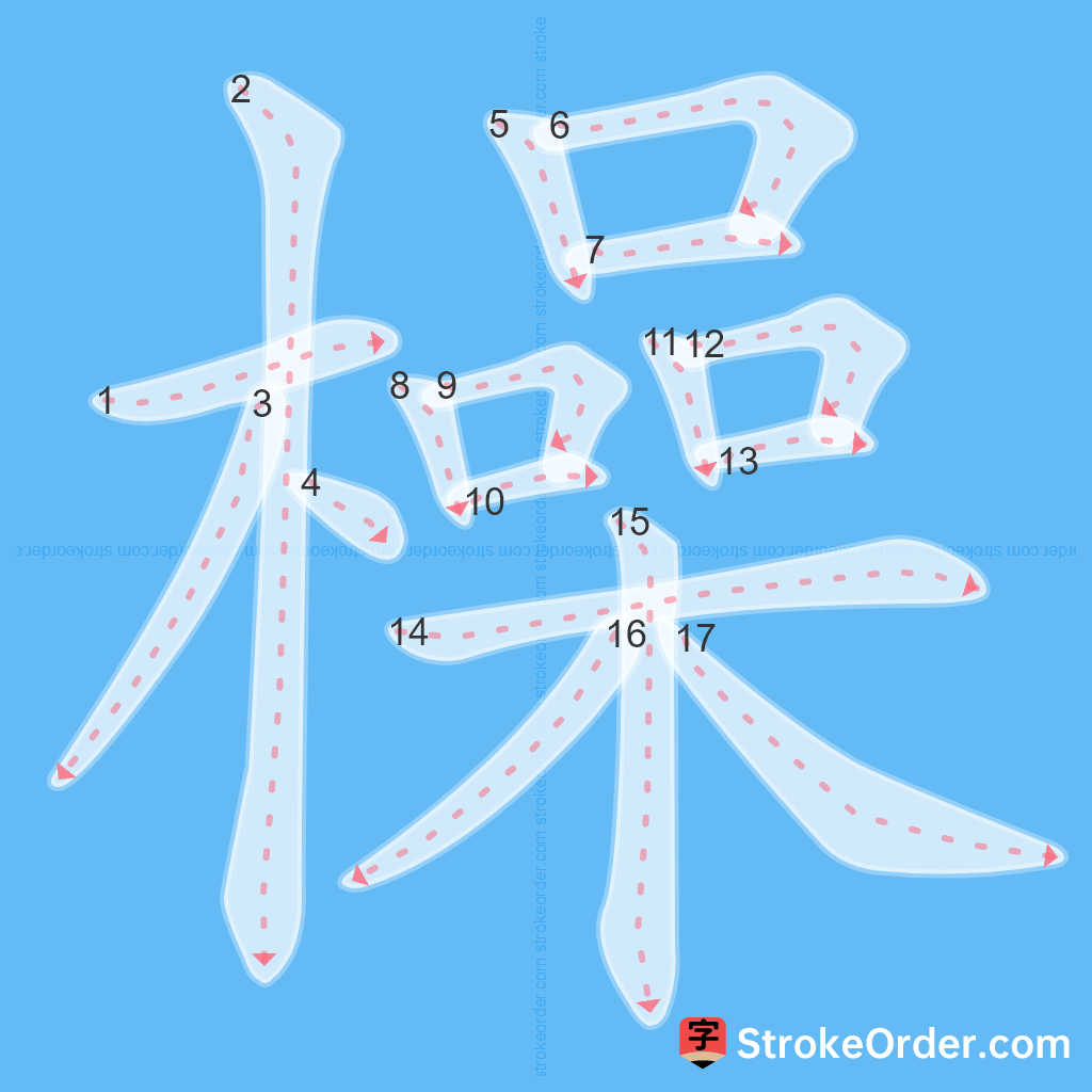 Standard stroke order for the Chinese character 橾