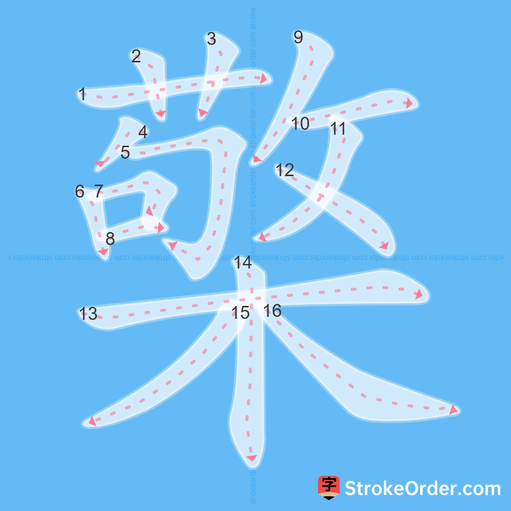Standard stroke order for the Chinese character 檠