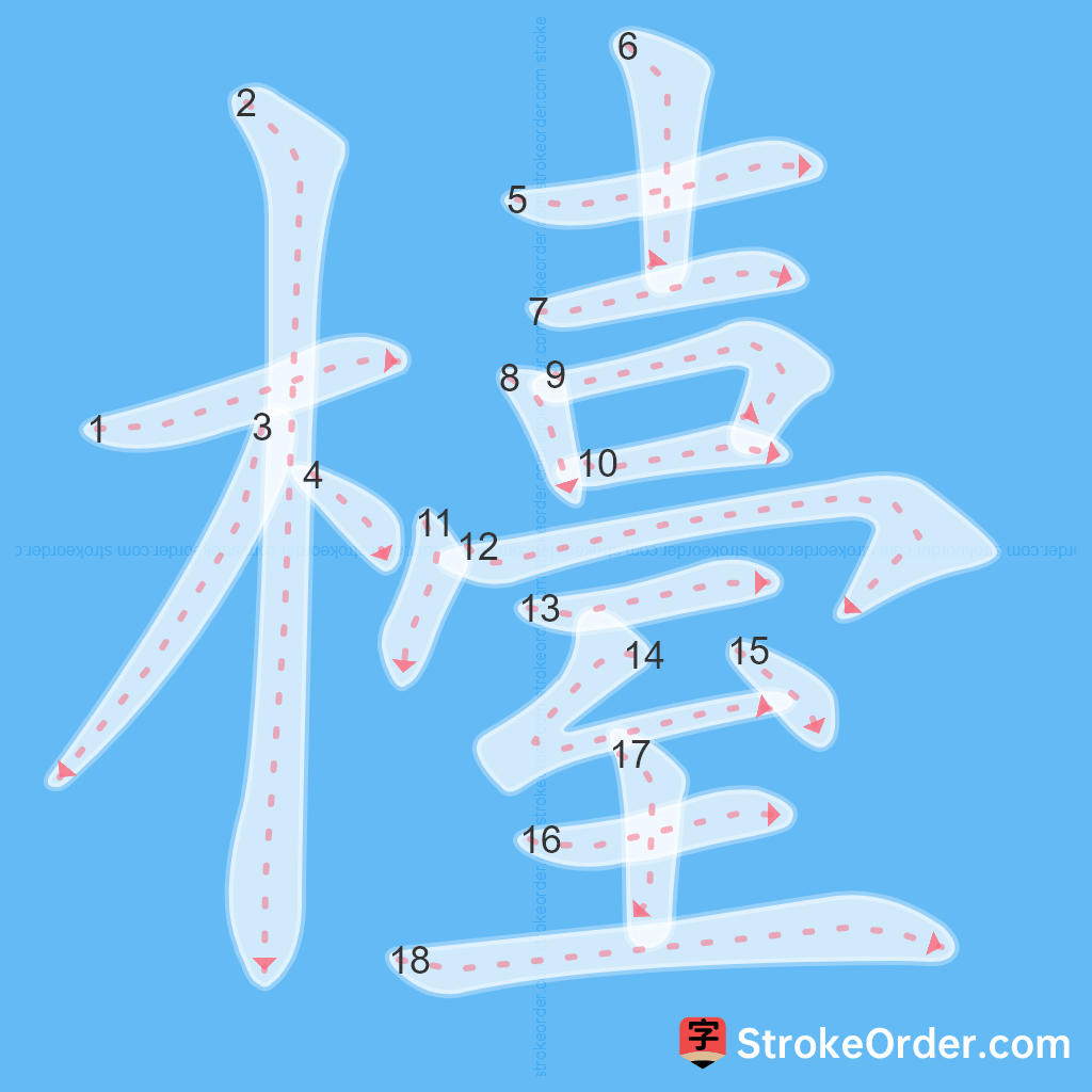 Standard stroke order for the Chinese character 檯