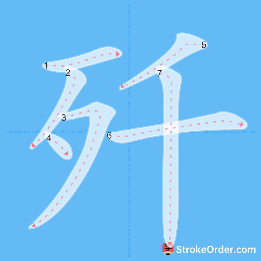 Standard stroke order for the Chinese character 歼