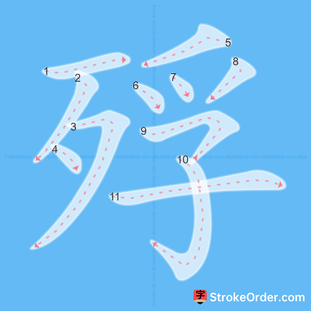 Standard stroke order for the Chinese character 殍