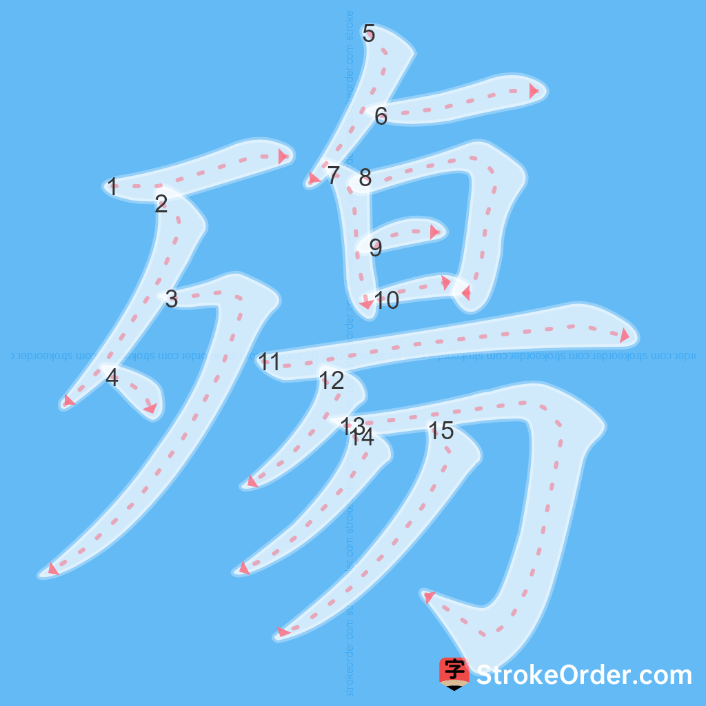Standard stroke order for the Chinese character 殤