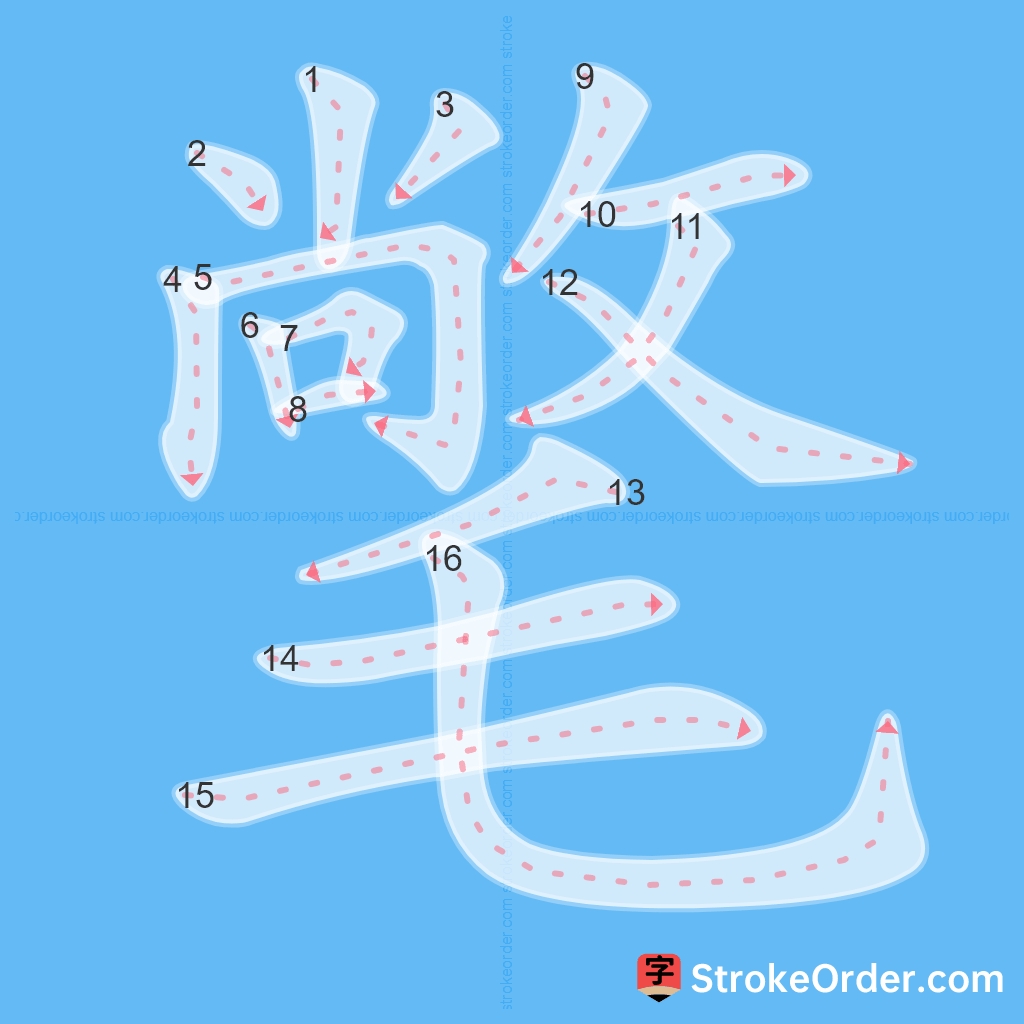 Standard stroke order for the Chinese character 氅