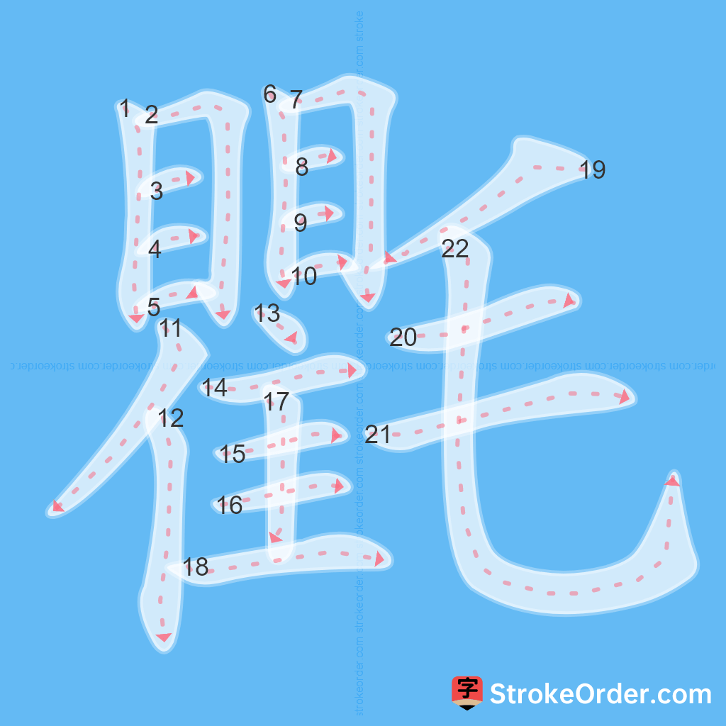 Standard stroke order for the Chinese character 氍
