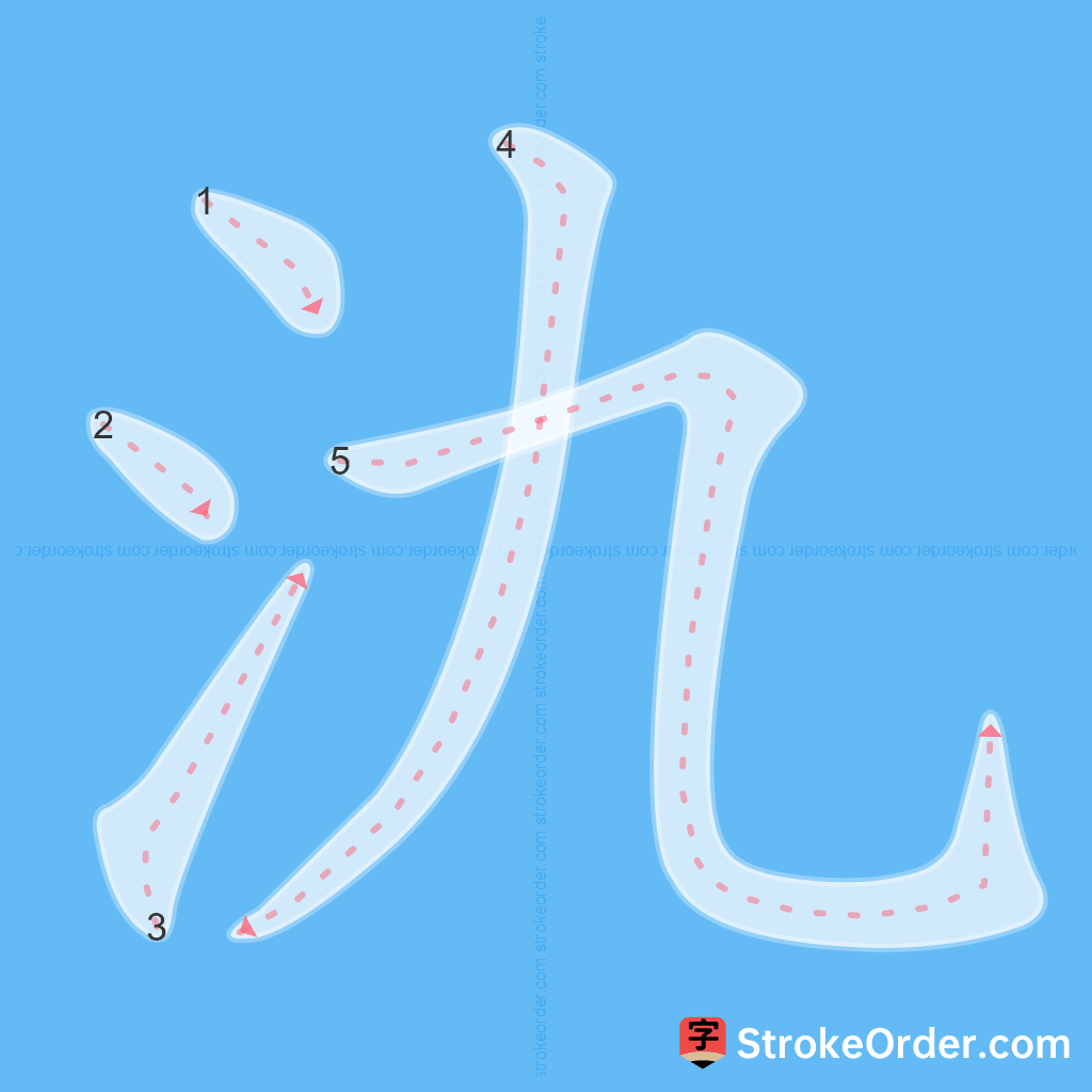 Standard stroke order for the Chinese character 氿