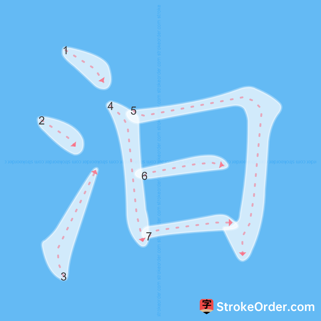 Standard stroke order for the Chinese character 汩