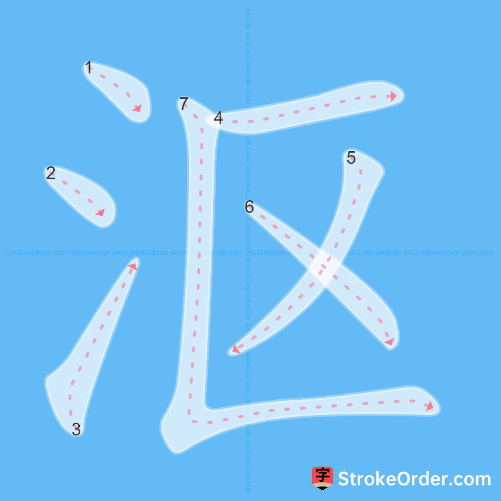 Standard stroke order for the Chinese character 沤