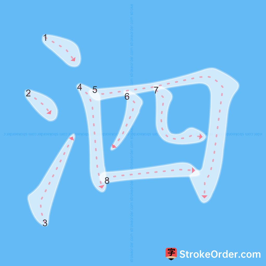 Standard stroke order for the Chinese character 泗