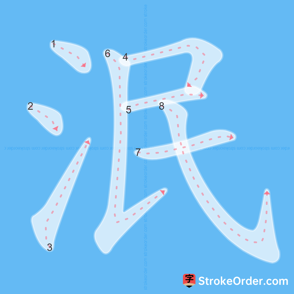 Standard stroke order for the Chinese character 泯