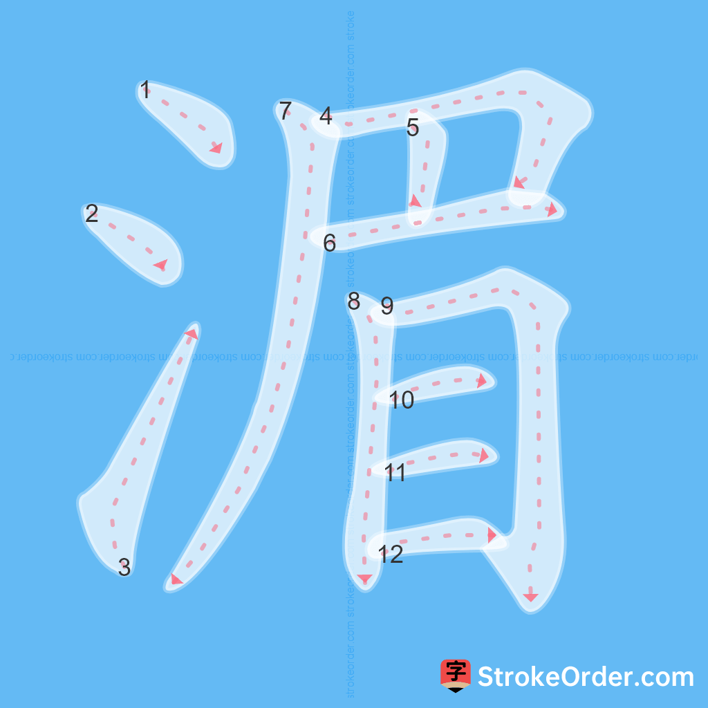 Standard stroke order for the Chinese character 湄
