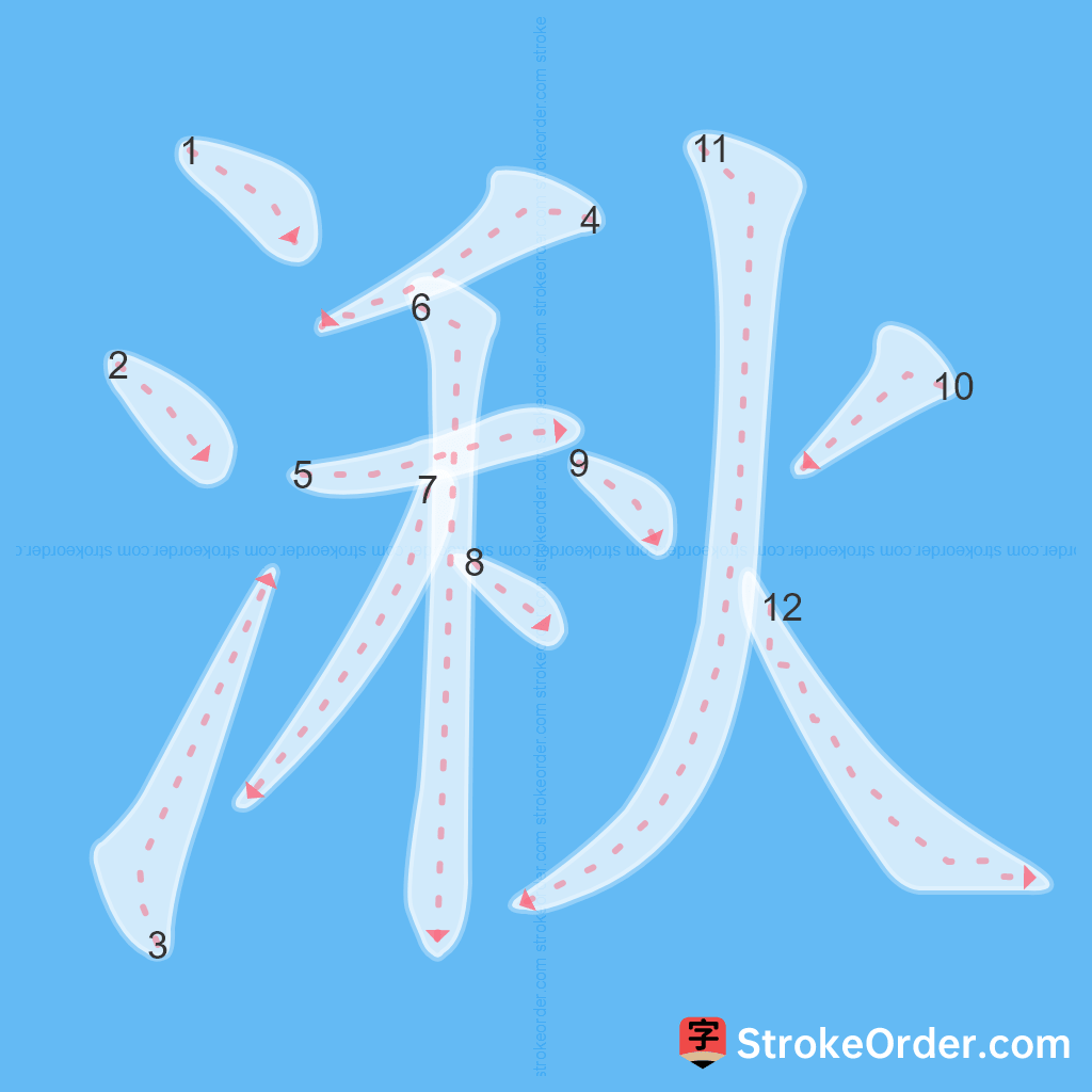 Standard stroke order for the Chinese character 湫