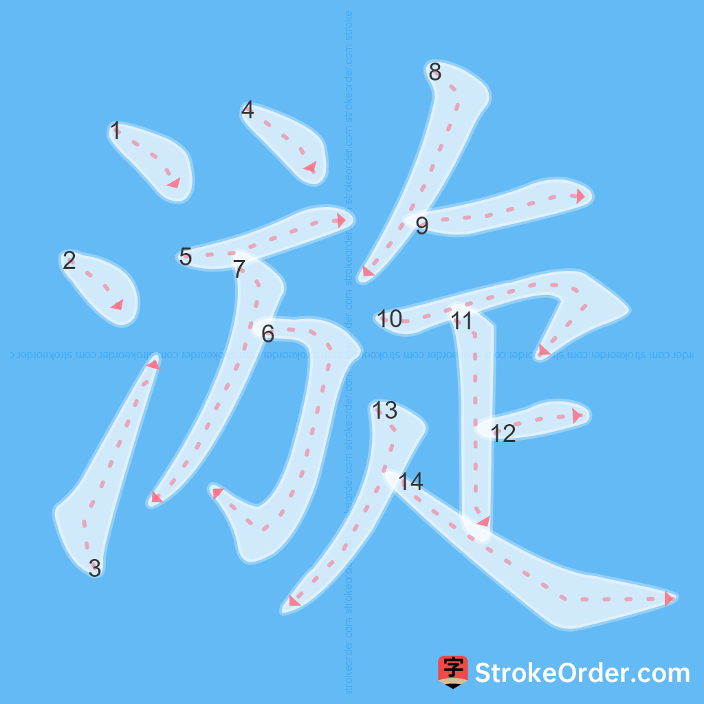 Standard stroke order for the Chinese character 漩