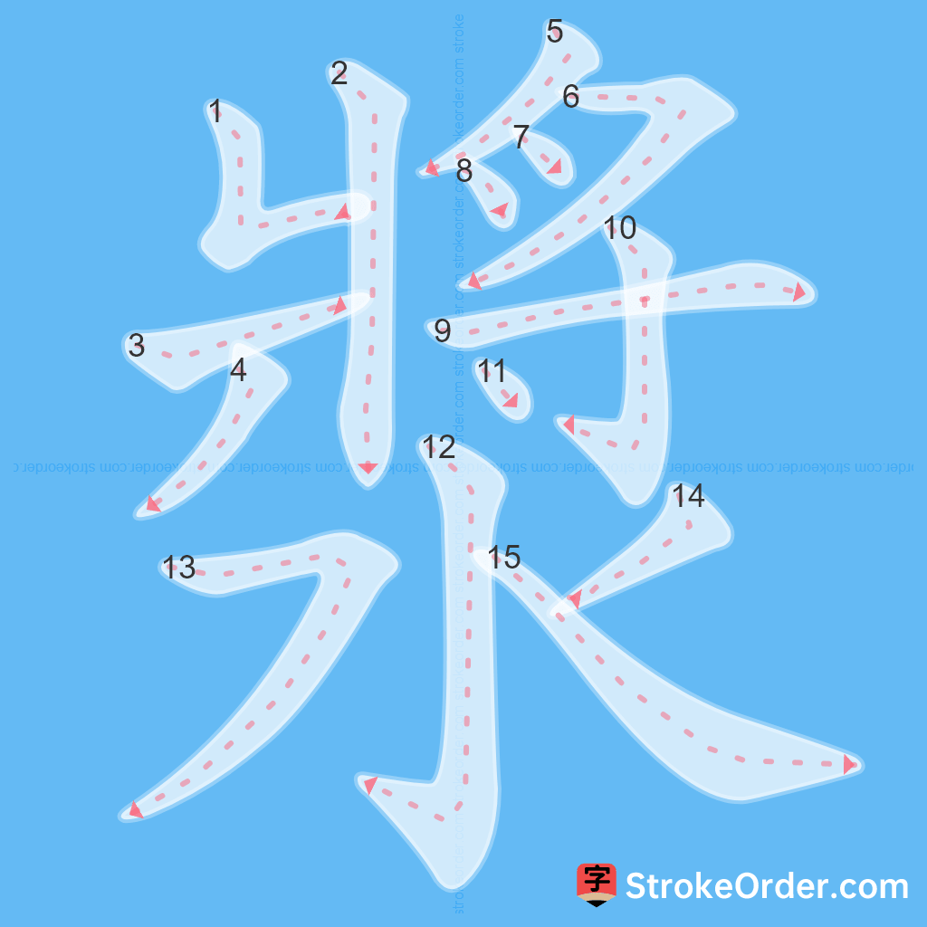 Standard stroke order for the Chinese character 漿