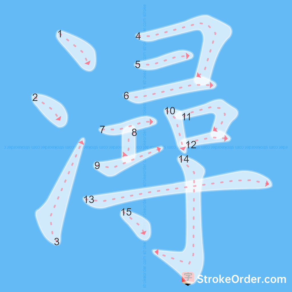 Standard stroke order for the Chinese character 潯