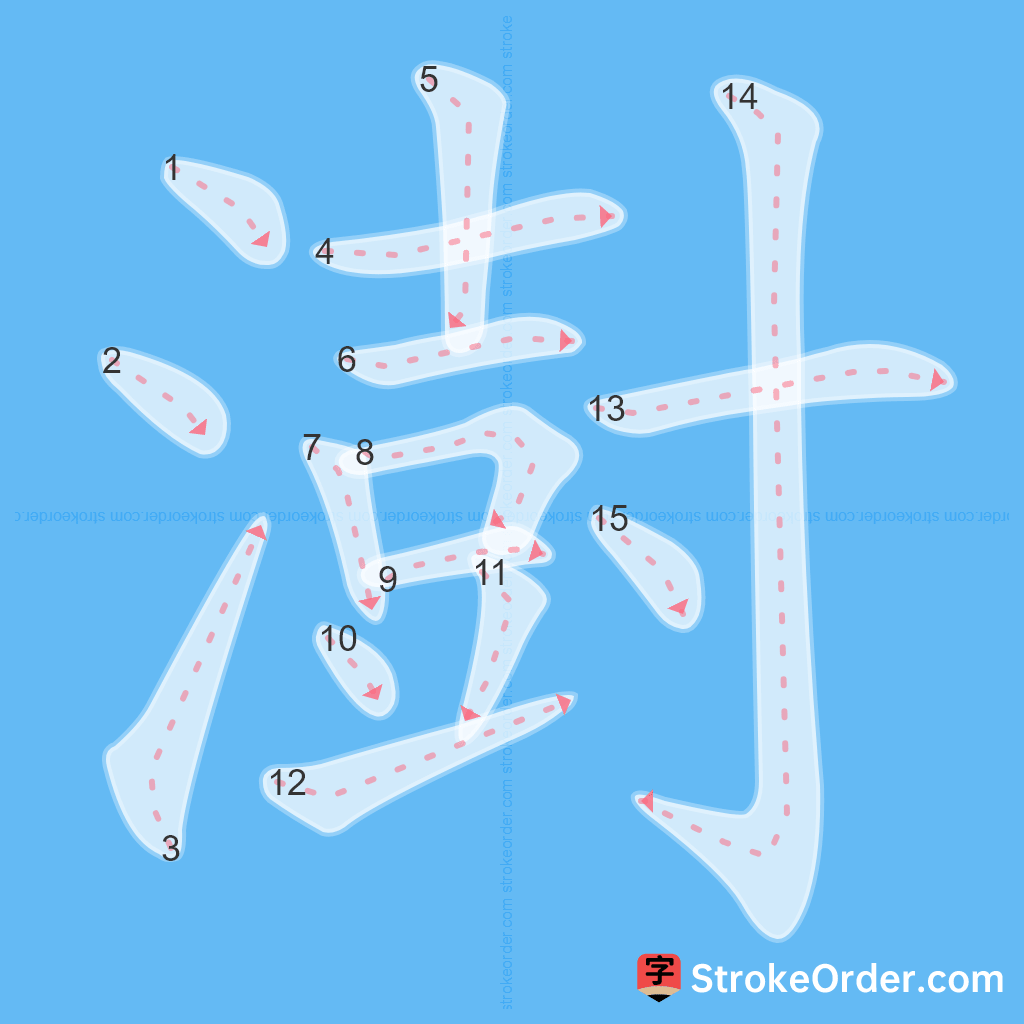 Standard stroke order for the Chinese character 澍