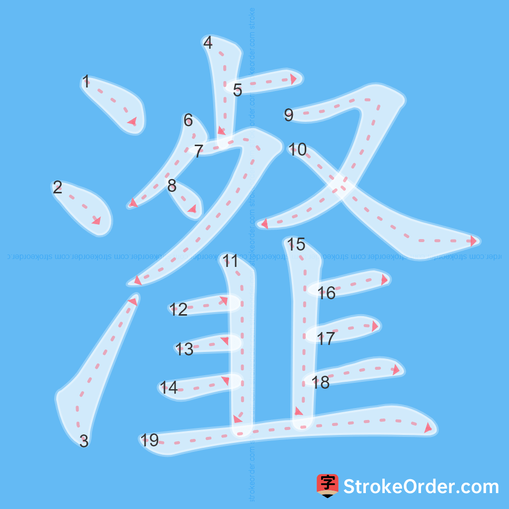 Standard stroke order for the Chinese character 瀣