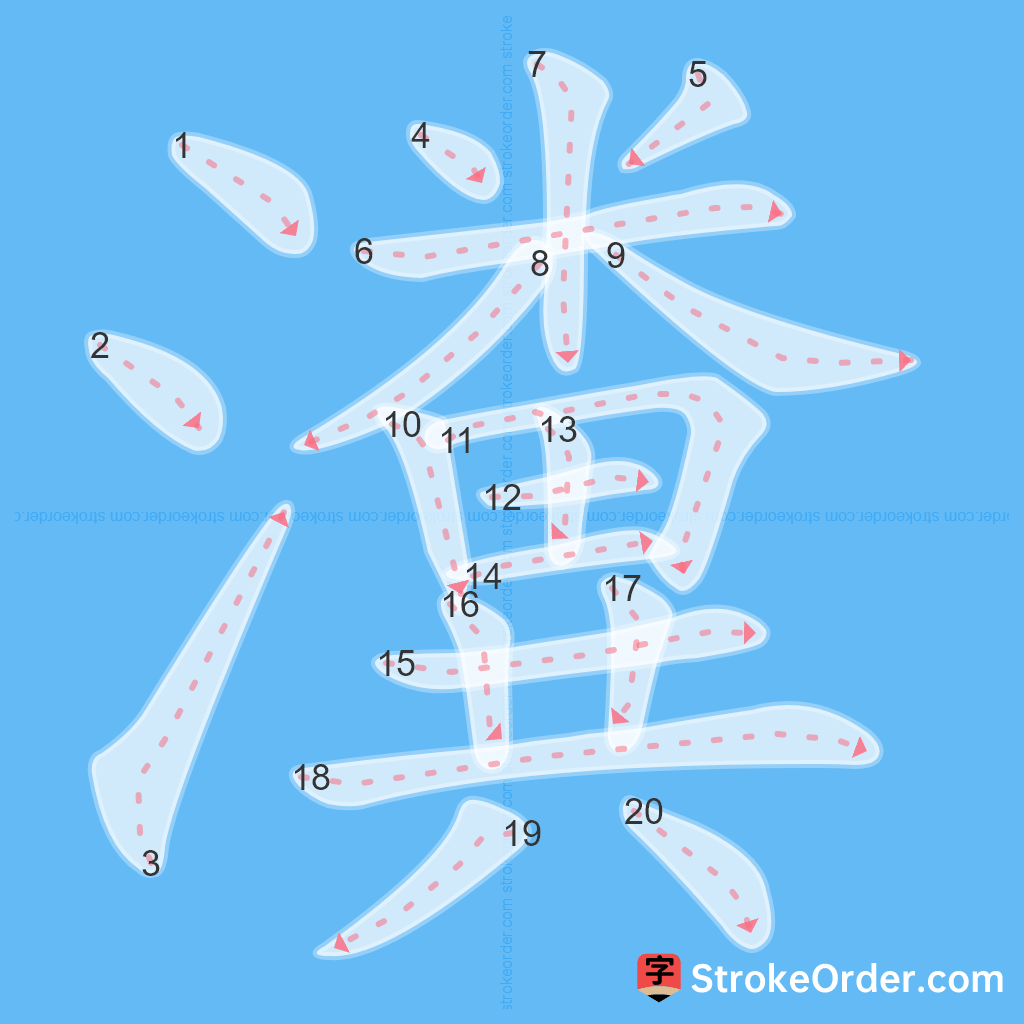 Standard stroke order for the Chinese character 瀵
