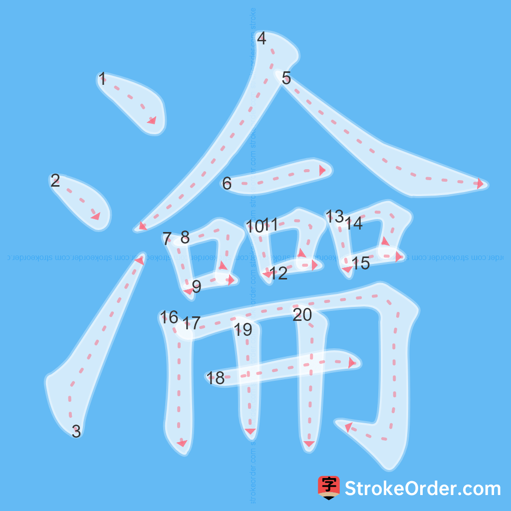 Standard stroke order for the Chinese character 瀹