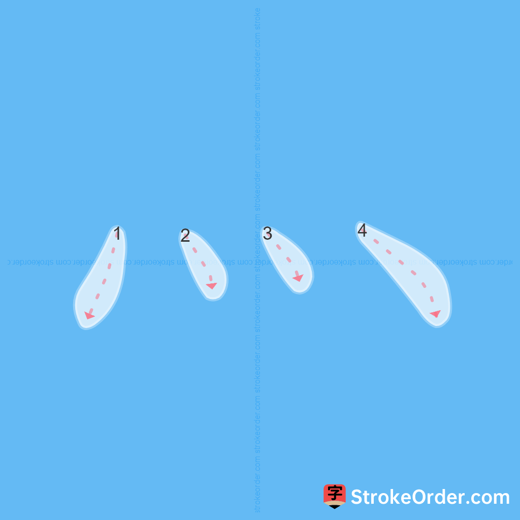 Standard stroke order for the Chinese character 灬