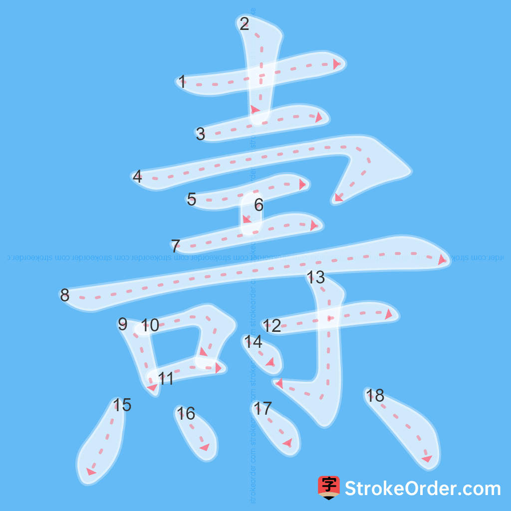 Standard stroke order for the Chinese character 燾