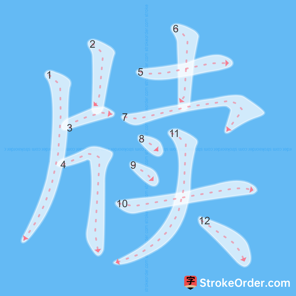 Standard stroke order for the Chinese character 牍