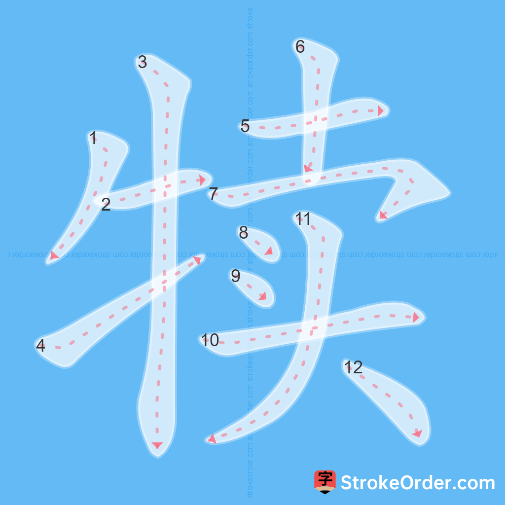 Standard stroke order for the Chinese character 犊